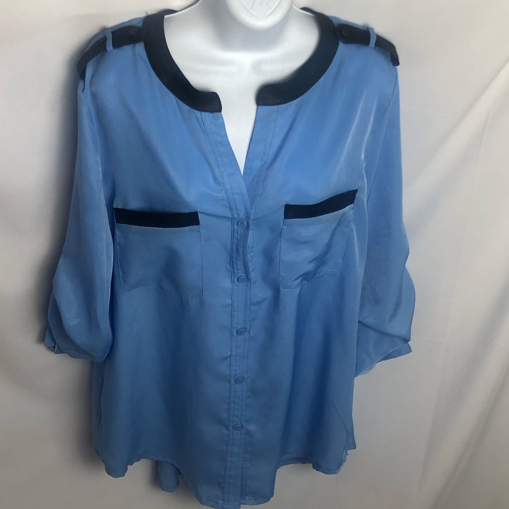 New York & Co. Light Blue Tunic Blouse